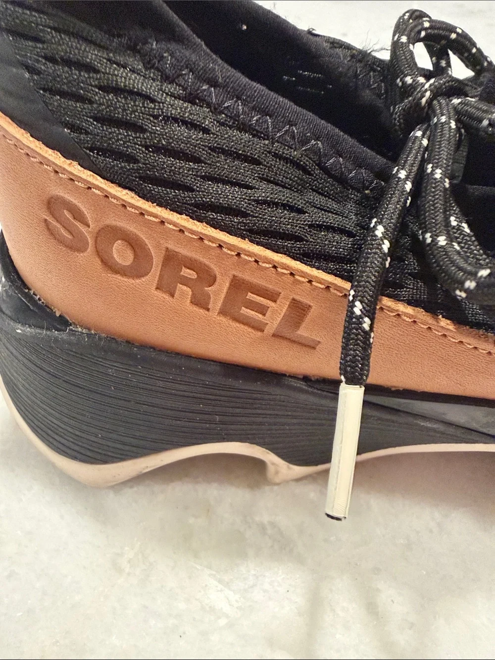 Women’s Black Athletic Sneakers with Tan Accents, VS brand